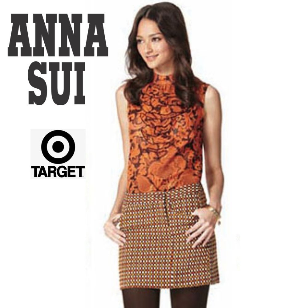 ANNA SUI for TARGET Sheer Tank Top Ruffle Neck XS